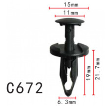 Кліпси C0672 розпірні GM, FIAT, CHRYSLER, DODGE, JEEP (21077123, 11820, K06509130AA) (уп.100шт)