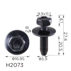 Гвинт H2073 з шайбою GM, CITROEN, PEUGEOT (11501188, 692254, 11503834, 20351035, 19837)( уп. 100 шт.