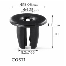 Кліпси C0571 під саморіз Nissan, Lexus, Mitsubishi, Subaru, Toyota, Infiniti 01281-00801 (уп.100шт)