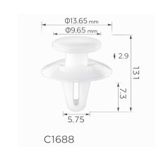 Кліпси C1688 молдинг Ford Chevrolet Mazda Honda Mitsubishi Nissan Opel.Toyota 1214485 ( уп. 100 шт)
