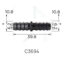 З’єднувач C3694 для трубокd10,8мм ( уп. 100 шт.)