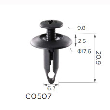 Кліпси C0507 розпірні GM 10139822 25680782 Ford N808147S (уп.100шт)