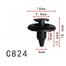 Кліпси C0824 розпірні TOYOTA (9046706150C0, 9046706150, 90467-06150-C0, 90467-06150) (уп.100шт)