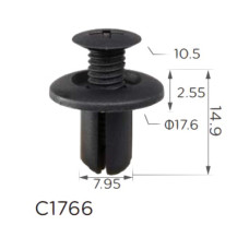 Кліпси C1766 розпірні КIA, FORD, MAZDA, GM, CHEVROLET,FIAT,VOLVO, MITSUBISHI 86590-28000 (уп.100шт)