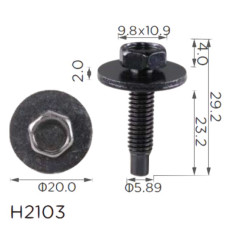 Гвинт H2103 з шайбою універсальний M6 ( уп. 100 шт.)