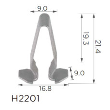 Скоба H2201 В=21.4 Д=16.8 Ш=9 VW, AUDI, SKODA SEAT (3B9867289, 16508) ( уп. 100 шт.)